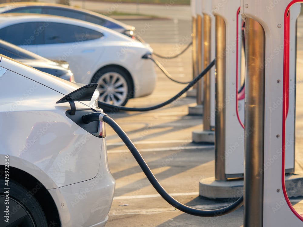 EV plugged into charging station